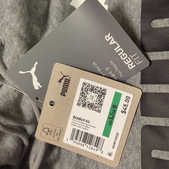 PUMA Essentials+ Two-Tone Big Logo Hoodie Sweatshirt Size L NWT MSRP $45 - Picture 6 of 7